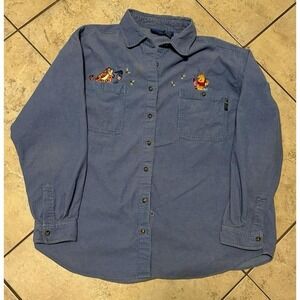 Vintage Winnie the Pooh blue corduroy button up size large